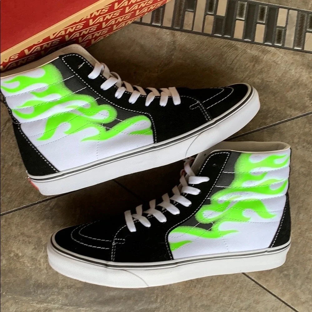 •VANS SK-8 HI FLAME black/true white Mens